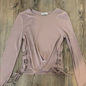 Lace up long sleeve T